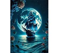 Fiore della nave del mare della luna - Puzzle 100 Pezzi - Puzzle Fai da te 40x28 cm,Intrattenimento Creativo - Puzzle Per Adulti E Tutta La Famiglie