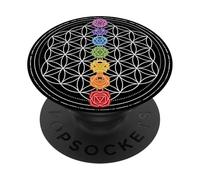 Fiore della vita con i simboli dei chakra, Geometria sacra PopSockets PopGrip Adesivo