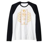 Fiore della vita DNA Om Occhio di Horus Ankh Antichi Simboli Maglia con Maniche Raglan