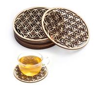 Fiore della vita Sottobicchiere in legno set di 10 pezzi 10 x 10 cm per purifica