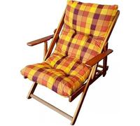 Fiore Design Cuscino di Ricambio Originale per Sedia Sdraio Relax - 100% Cotone Traspirante, Antimacchia, Lavabile, Comfort Elevato per Interni ed Esterni (Arancione a quadri)