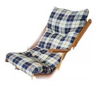 Fiore Design Cuscino di Ricambio Originale per Sedia Sdraio Relax - 100% Cotone Traspirante, Antimacchia, Lavabile, Comfort Elevato per Interni ed Esterni (Blu a quadri)