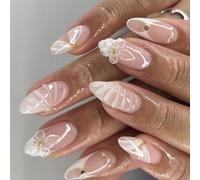 Fiore Design Press On Nails Mediums Short Mandorla Forma ABS Unghie Finte Per Feste Matrimoni Vacanze Ufficio Friendly Press On Nail