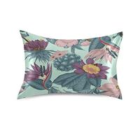 Fiore Di Cactus Foglie Verdi Federe Cuscino Letto, Federa Guanciale Pillowcase in Seta Morbida per Capelli e Pelle con Chiusura a Busta standard/regina/re