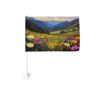 Fiore di campo della montagna bandiera variopinta dell'automobile all'aperto della clip della finestra 30x45 cm doppio lato decorazione dell'automobile