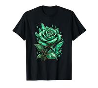 Fiore di Cristallo Rosa con Pietra preziosa Verde mistica Maglietta