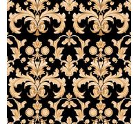 Fiore di Damasco Carta adesiva 45cm x 1000cm Staccare e attaccare Fiore damascato nero e oro Carta da parati adesiva per pareti, rivestimenti per mensole di mobili, rivestimenti decorativi per pareti