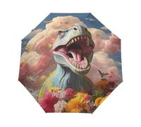 Fiore Di Dionsauro Bambino Dei Cartoni Animati Ombrello Pieghevole Automatico Ombrelli Antivento Protezione UV da Viaggio per Bambini Ragazzi Ragazze