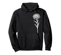 Fiore di Garofano Bianco su Un Lato su Forme Nere Mania Felpa con Cappuccio