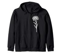 Fiore di Garofano Bianco su Un Lato su Forme Nere Mania Felpa con Cappuccio