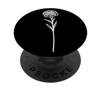 Fiore di garofano bianco su un lato su forme nere Mania PopSockets PopGrip Adesivo