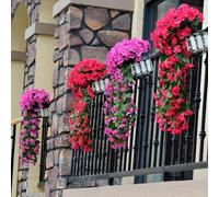 Fiore di glicine finto rampicante per matrimoni ed esterni, decorazione per cesti appesi, colori freschi per tutta la vita, petali di seta morbida con texture a foglia trasparente (rosso)