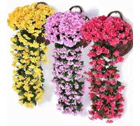 Fiore di glicine finto rampicante per matrimoni ed esterni, decorazione per cesti appesi, colori freschi per tutta la vita, petali di seta morbida con texture a foglia trasparente (rosso rosa)