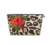 Fiore di ibisco leopardo, Borsa da toilette Borsa per trucco Borsa per cosmetici Borsa da toilette da viaggio portatile