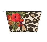 Fiore di ibisco leopardo, Borsa da toilette Borsa per trucco Borsa per cosmetici Borsa da toilette da viaggio portatile