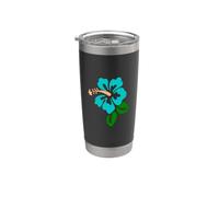 Fiore di ibisco turchese Bicchiere termico in acciaio inox doppia parete