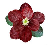 Fiore di loto artificiale per albero di Natale e per uso festivo, realizzato in tessuto resistente per ghirlande, ghirlande e decorazioni per la casa (rosso)