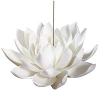 Fiore di Loto Bianco Portaincenso Loto in Ceramica Bruciatore A Bastoncino Porta Incienso Elegante Porta Incienso per Lo Studio di Yoga Soggiorno Decorazione per La Casa, 3,9 Pollici