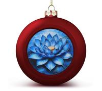 Fiore di loto blu, ornamenti per palline di Natale infrangibili da appendere per albero di Natale, palline rosse per albero di Natale per feste di nozze