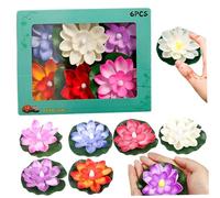 Fiore di loto con luce a LED, gradiente da 6 pezzi Fiori galleggianti lampeggianti luci di diwali, 3, 9 giglio per acqua di plastica artificiale, decorazioni di diwali a batteria per il giardino delle