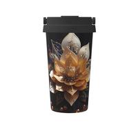Fiore di loto delicato bianco stampato thermos vuoto, tazza di caffè portatile, tazza di acqua fitness ufficio