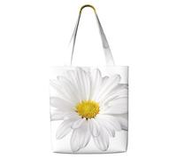 Fiore di margherita bianca con cuore giallo brillante,Borse della spesa riutilizzabili, borse per la spesa, borsa a tracolla in tela di grande capacità