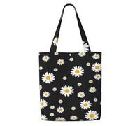Fiore di margherita bianco giallo nero,Borse della spesa riutilizzabili, borse per la spesa, borsa a tracolla in tela di grande capacità