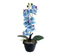 Fiore di orchidea artificiale in vaso nero, 35 cm, decorazione per la casa | materiale plastico, colori resistenti allo sbiadimento, polvere con panno asciutto, per zero luce solare richiesta