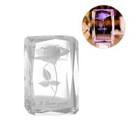 Fiore di rosa 3D in cristallo inciso in Ti amo Base Figurina Ornamento