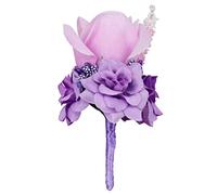 Fiore di rosa in seta per sposo, bouquet da sposa, bouquet, colore lilla