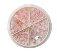 Fiore di rosa, nail art 3D, perline rotonde, accessori per nail art, accessori per manicure, fiori 3D, nail art, fai da te, decorazione per unghie