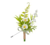 Fiore Di Seta Boutonniere Corage Per Lo Sposo E Miglior Uomo Con Come Foglie E Per Cerimonia Di Matrimonio Corage Di Fiori Artificiale, a, Taglia unica