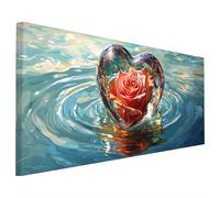 Fiore Diamond Painting Adulti, 5D Diamantini Crystal Art Quadri Diamond Painting Cuore Motivo, Grande Pittura Diamante Kit Fai Da Te per Adulti 140x60cm per Decorazioni Parete Casa, Regalo Donna T-79