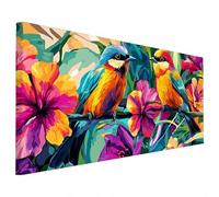 Fiore Diamond Painting Adulti, 5D Diamantini Crystal Art Quadri Diamond Painting Uccello Motivo, Grande Pittura Diamante Kit Fai Da Te per Adulti 70x30cm per Decorazioni Parete Casa, Regalo Donna V-37