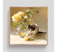 Fiore Diamond Painting Gatto Diamond Painting Kit Completo, 5D Diamantini Crystal Art Quadri con Perline Hobby Creativi Adulti Pittura Diamante, La Decorazione Della Parete Di Casa 100x100cm tb42-t8