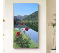 Fiore Diamond Painting Kit Completo, Diamond Painting Montagna Pittura Diamante Adulti, 5D Diamantini Crystal Art Disegni con Perline da Attaccare Kit Punto Croce Decorazione Parete 50x100cm 4tg5-p