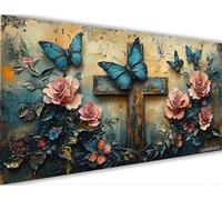 Fiore Dipingere con i Numeri Farfalla Dipingere con i Numeri Adulti con Telaio 40x80cm, DIY Olio Painting by Numbers Kit, Vernice Acrilica Pennelli Decora la Casa Ragazze Principianti Regalo LE-1280