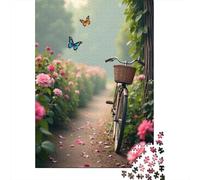 Fiore e bicicletta Jigsaw Puzzle Primavera Views 1000 Pezzi Cartone Riciclato Per Amanti Puzzle, Difficile Ma Soddisfacente, Regalo Compleanno Originale Immagini Vibranti 70x50cm/1000pcs