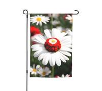 Fiore e margherita bianca stampa bandiera giardino doppio parteggiato bandiere dell'iarda per le decorazioni esterne