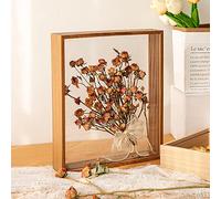 Fiore essiccato in legno Photo Frame Fiore essiccato Display Stand Decorativo Floating Photo Frame, doppio lato Plexiglass, per l'esposizione di fiori secchi, artigianato (colore noce-8x12)