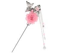 Fiore Farfalla Antico Cinese Capelli Stick Pin Nappa Bell Bead Rosa