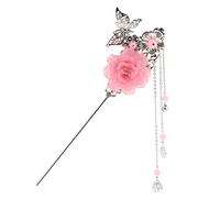 Fiore Farfalla Antico Cinese Capelli Stick Pin Nappa Bell Bead Rosa