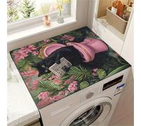 Fiore Farfalla Tappetino Coprilavatrice Antiscivolo,Venature Del Legno Copri Lavatrice,Copertura Antipolvere Per Lavatrice E Asciugatrice Ad Asciugatura Rapida,Animale,Gatto (Color 1,40 x50 cm)
