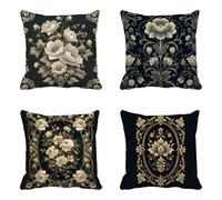 Fiore Federe Cuscini Divano 50x50 cm Set Di 4, Morbido Cuscini per Divano Europa Settentrionale Modello con Cerniera Invisibile, Doppia Faccia Stampa Velluto Materiale per Decorazioni Casa -HCW2506QC