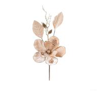 Fiore finto per le vacanze, con paillettes, stile magnolia, per decorare l'albero di Natale, ghirlande e composizioni floreali festive (oro)
