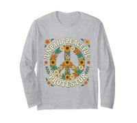 Fiore Floreale del Segno della Pace manifestante Pacifico Non pagato Maglia a Manica