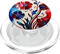 Fiore floreale patriottico rosso blu PopSockets PopGrip per MagSafe