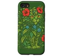 Fiore Giardino Gatto Cute Kitty Lussureggiante Verde Floreale Custodia per iPhone SE (2020) / 7/8