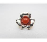 Fiore in Argento 925 con Corallo Rosso Naturale : Spilla da giacca ( pins )