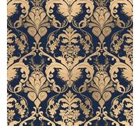 Fiore in twill di damasco nero dorato Carta da parati staccabile e adesiva 45cm x 300cm, Fiore d'epoca Carta adesiva per mobili da camera da letto, rivestimento murale per la decorazione del piano di
